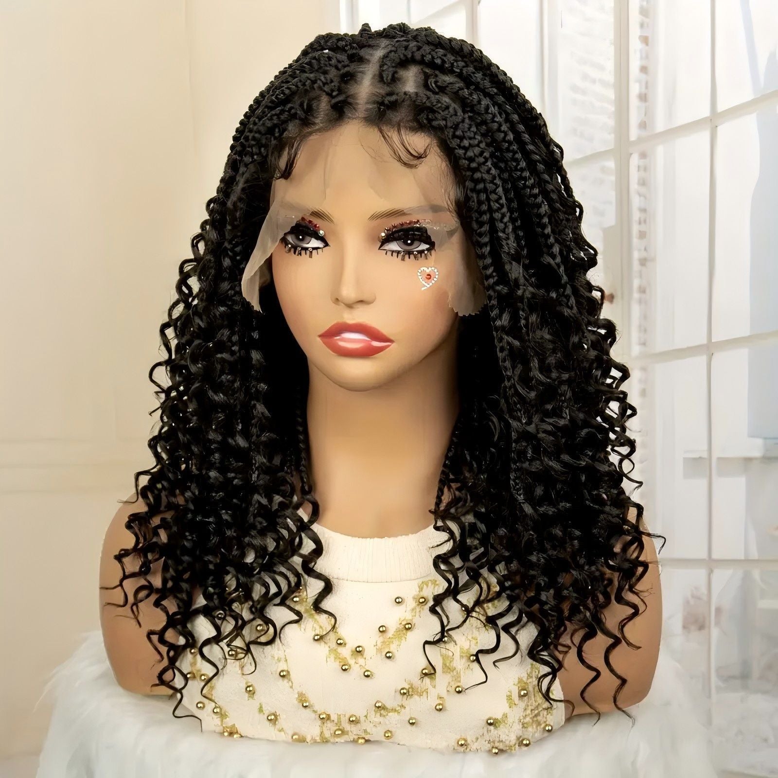 Hot Selling Hand Crochet Lace Three-strand Braid Flyaway Box Braids Wigs