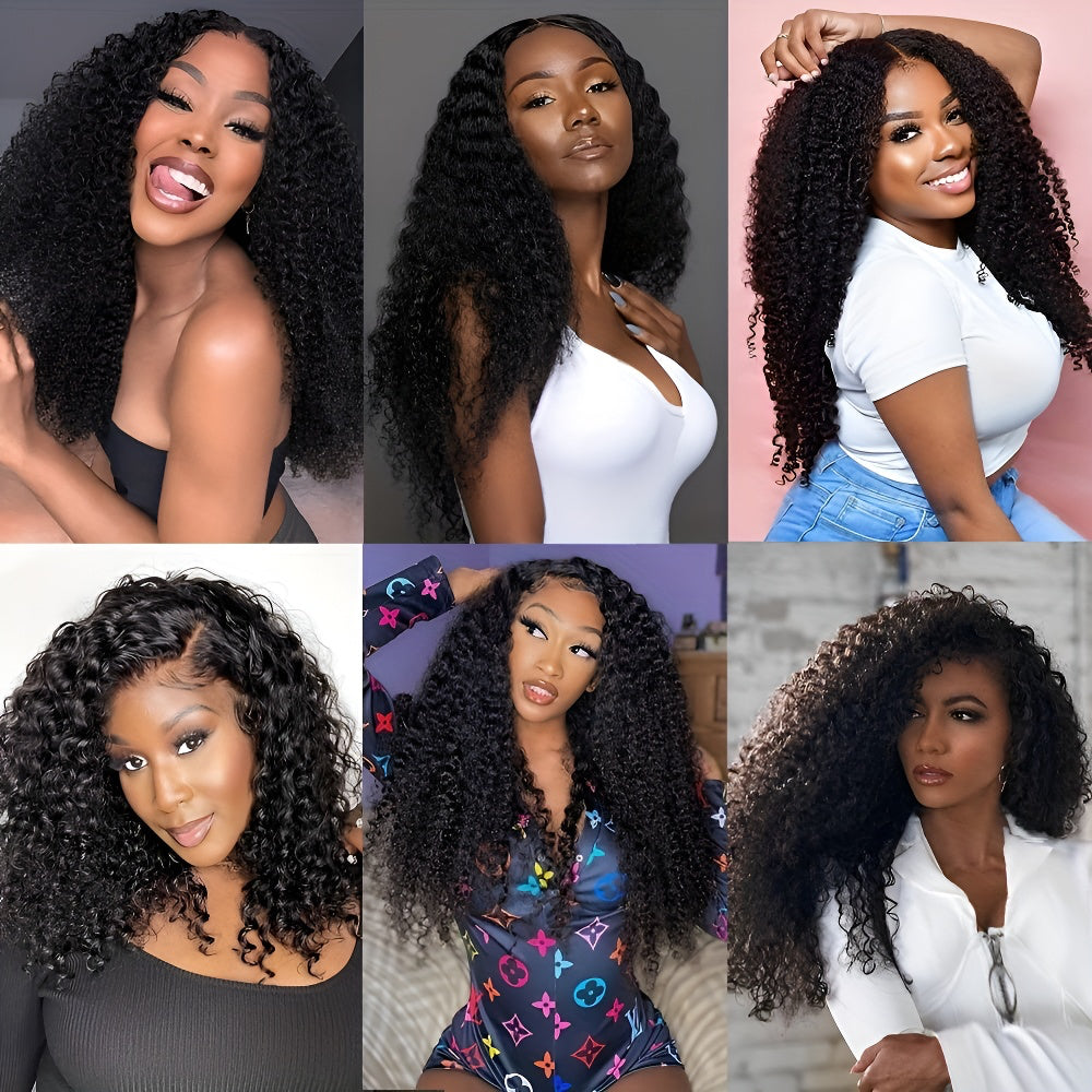 Real Human Hair Clip-in Hairpiece Afro Kinky Curly Clip-in Hair Extensions