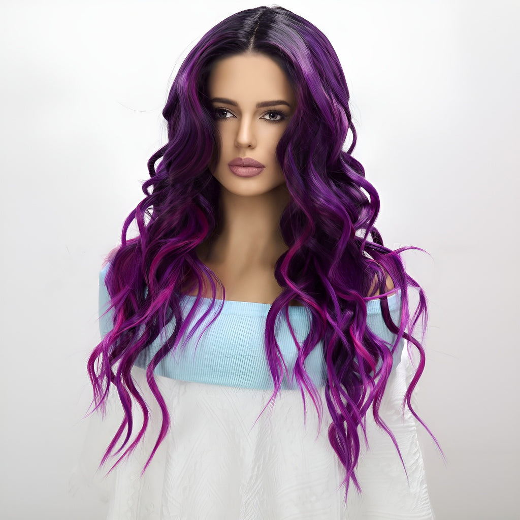 Fashion Front Lace Wig Purple Curly Hair Hot-Selling Wig
