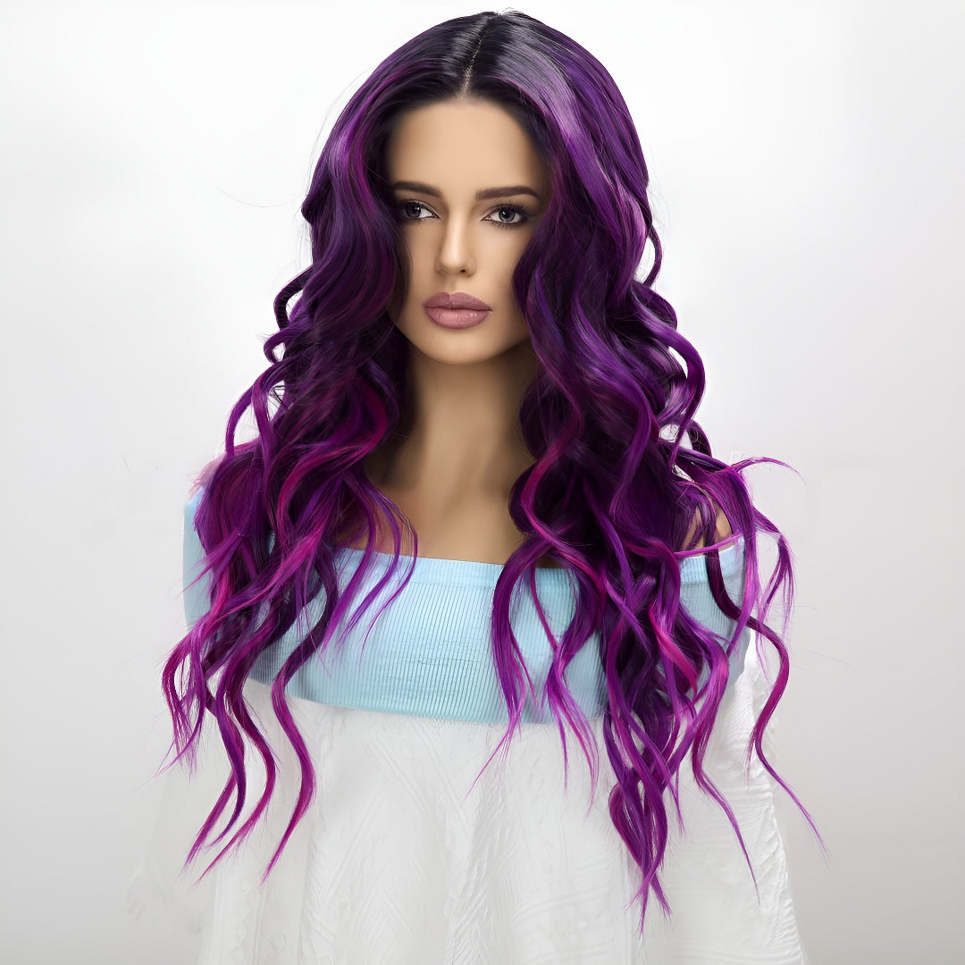 Fashion Front Lace Wig Purple Curly Hair Hot-Selling Wig