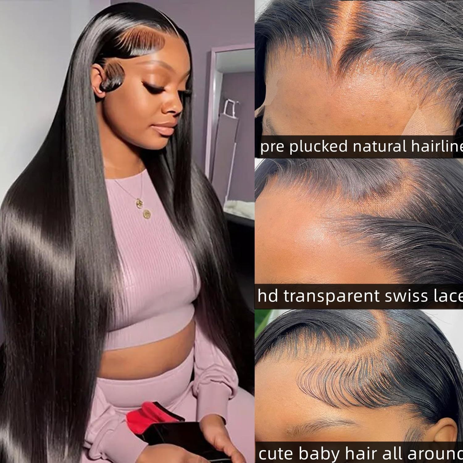Hot Sale Black Long Straight Hair 13*4 Lace Wig Free Parting Wig