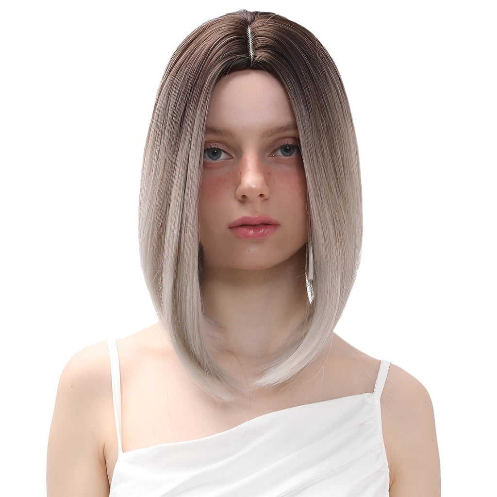 Top-Selling Product Fashion Wig Female Medium Gradient Gray Straight Hair Headgear