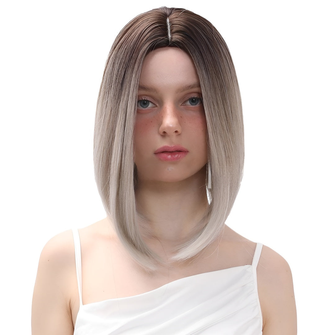 Top-Selling Product Fashion Wig Female Medium Gradient Gray Straight Hair Headgear