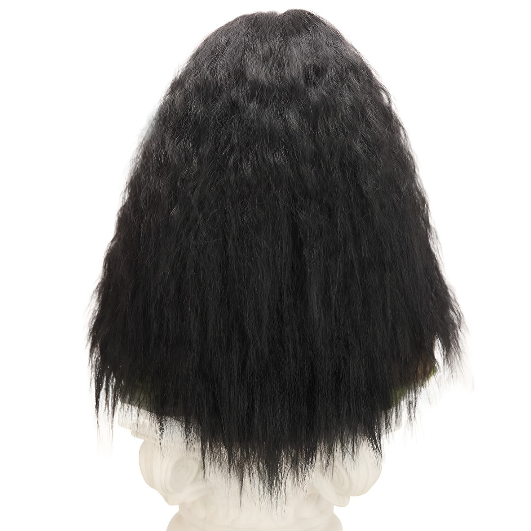 Women's Elegant Lace Front Natural Black Long Curly Hair Fluffy Realistic Afro Wig Fashionable Halloween Hairstyle
