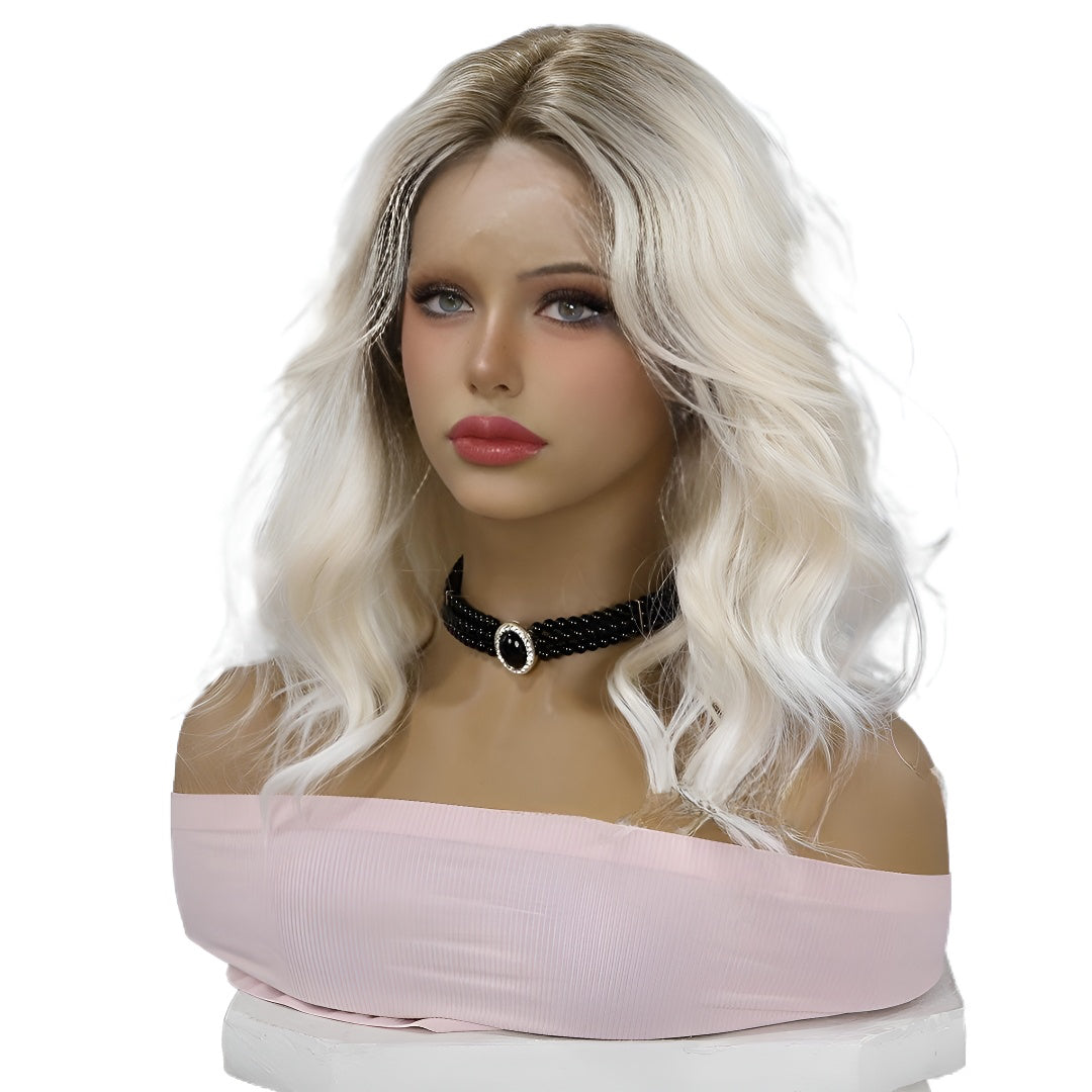 New Golden Brown Gradient Color Middle Part Long Curly Hair Clip Nicanaren Silk Lace Hair Net Real Hairline