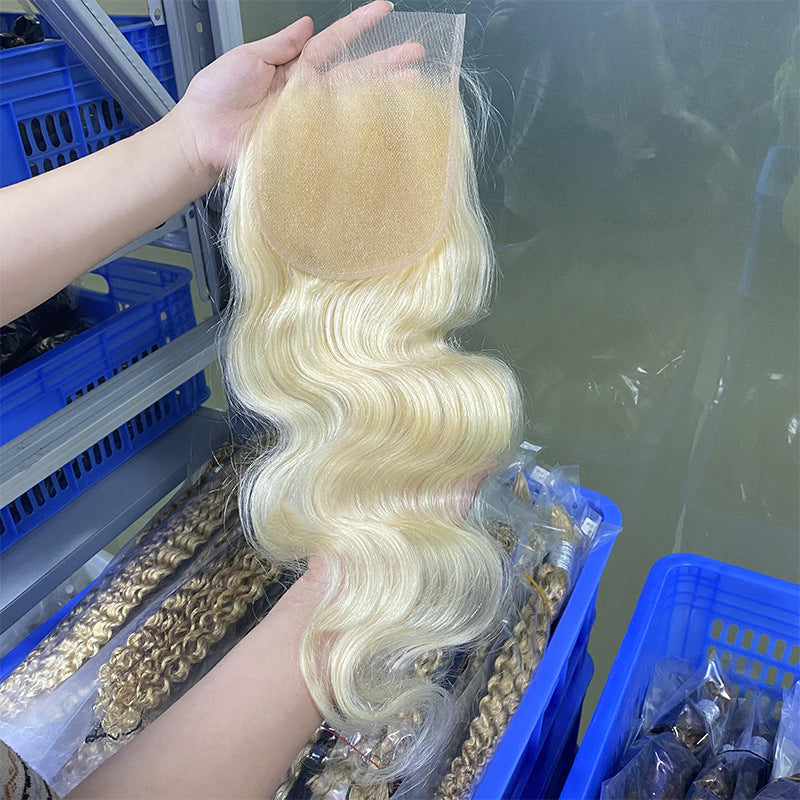 Real Human Hair Wig Hair Block 613 Transparent Lace Human Hair Women's Permable and Dyeable Hairpiece