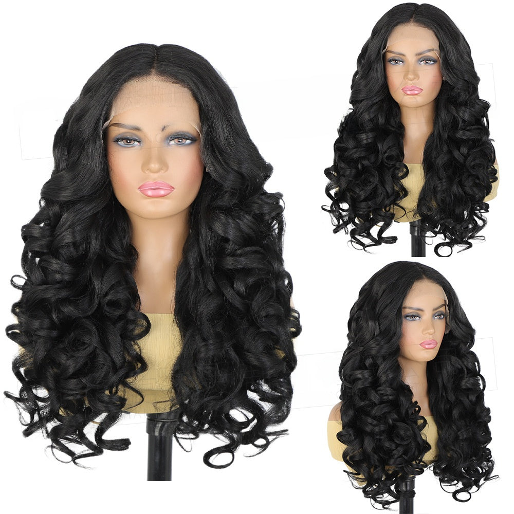 Wig for Women Fluffy Yaki Lace Front Wig Long Curly