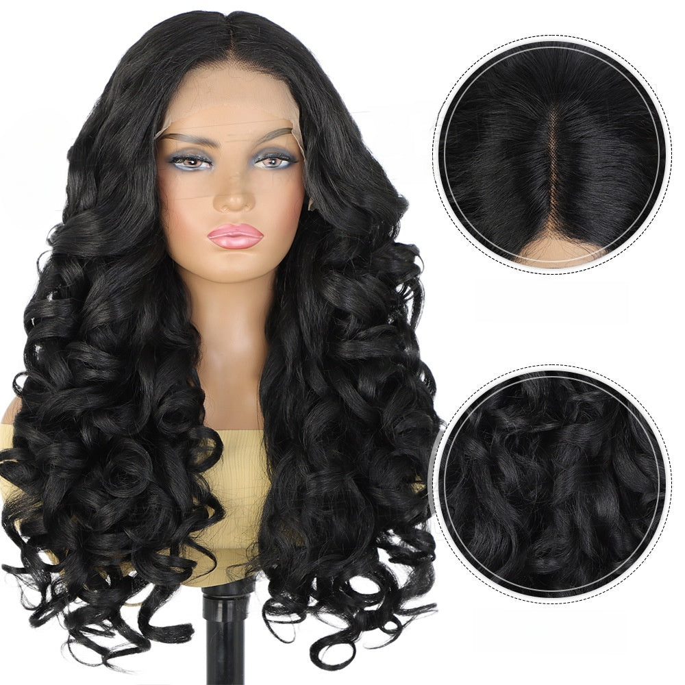 Wig for Women Fluffy Yaki Lace Front Wig Long Curly