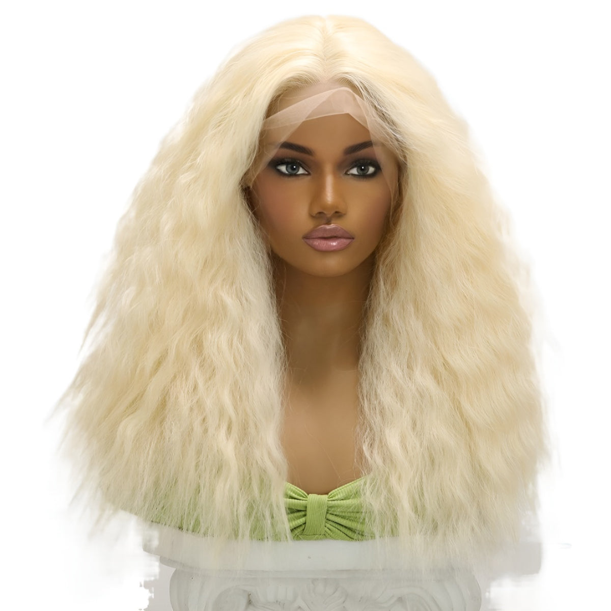 Women's Wig Golden Fluffy Front Lace Long Curly Natural Style Wig 20inch