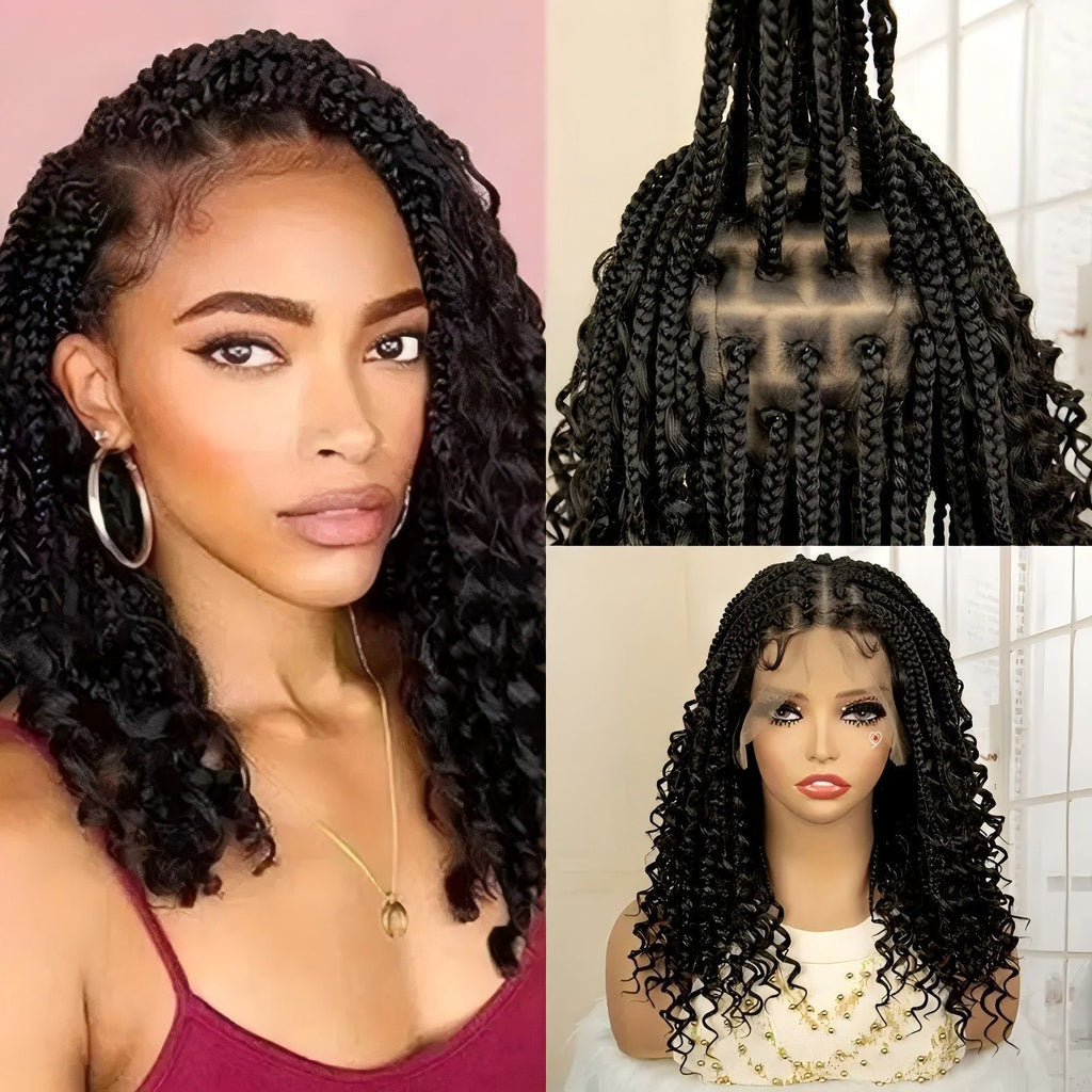 Hot Selling Hand Crochet Lace Three-strand Braid Flyaway Box Braids Wigs