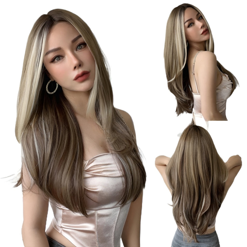 Fashion Wig Black and Gold Gradient Curly Wig Popular Wig