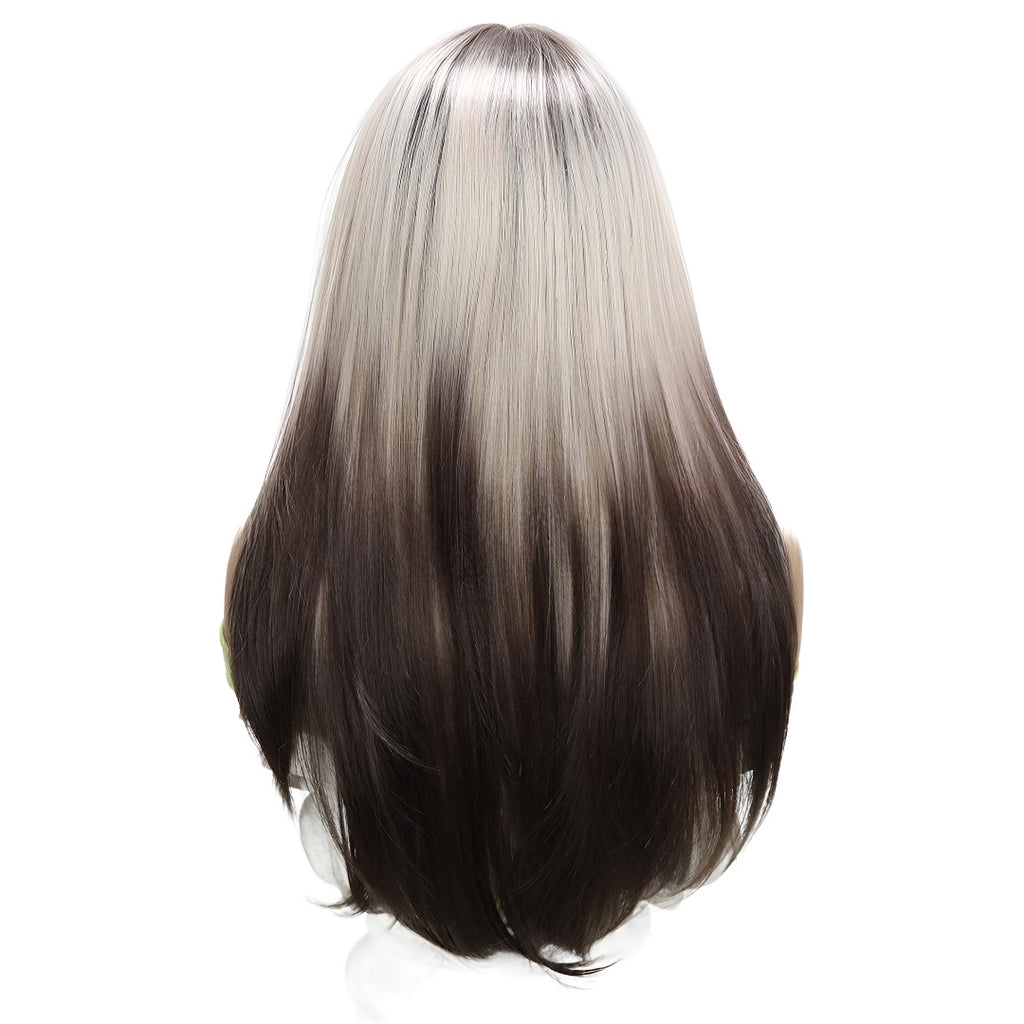 Hot-Selling Lace Front Wig Brown Gradient Highlight Long Straight Hair Japanese Silk Wig