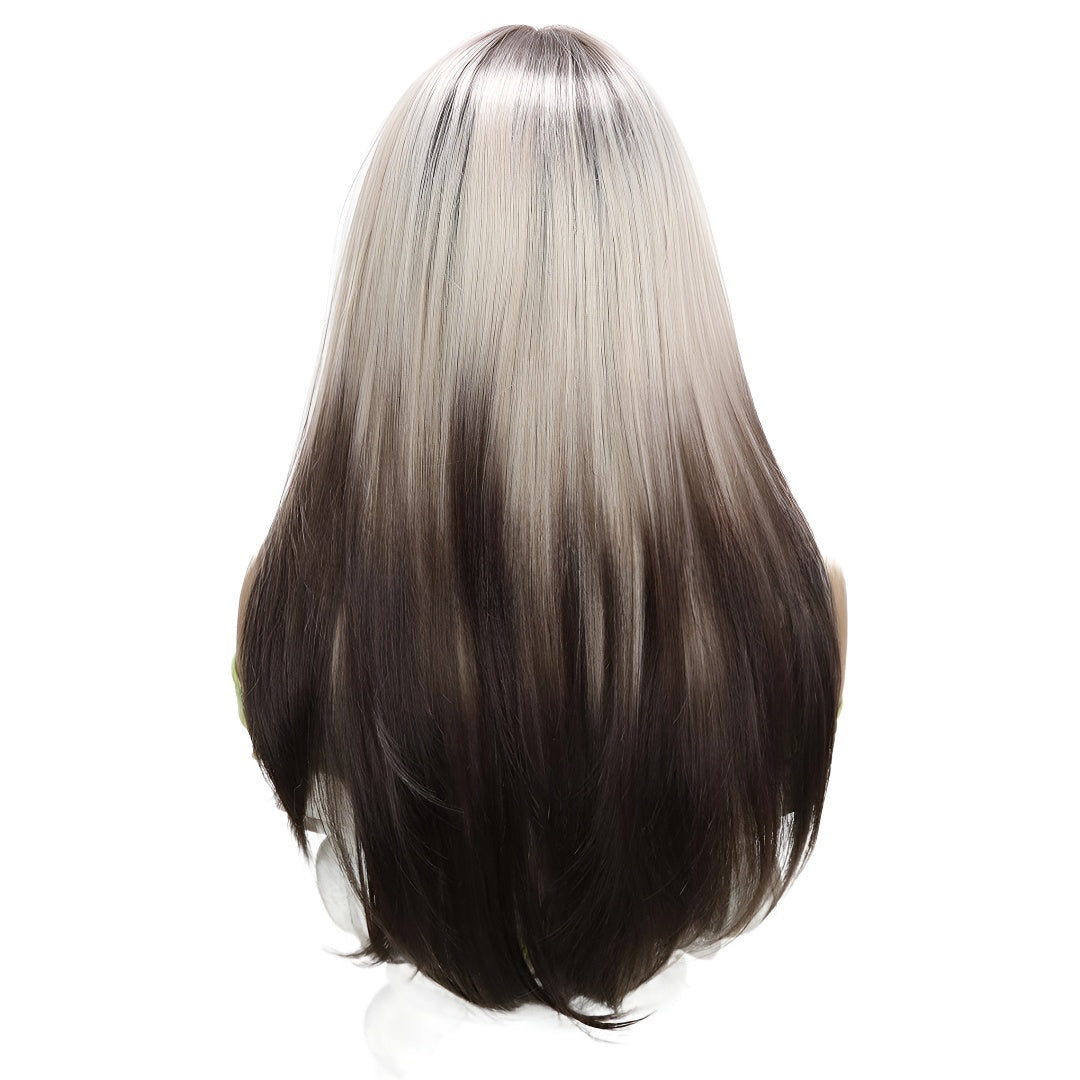 Hot-Selling Lace Front Wig Brown Gradient Highlight Long Straight Hair Japanese Silk Wig