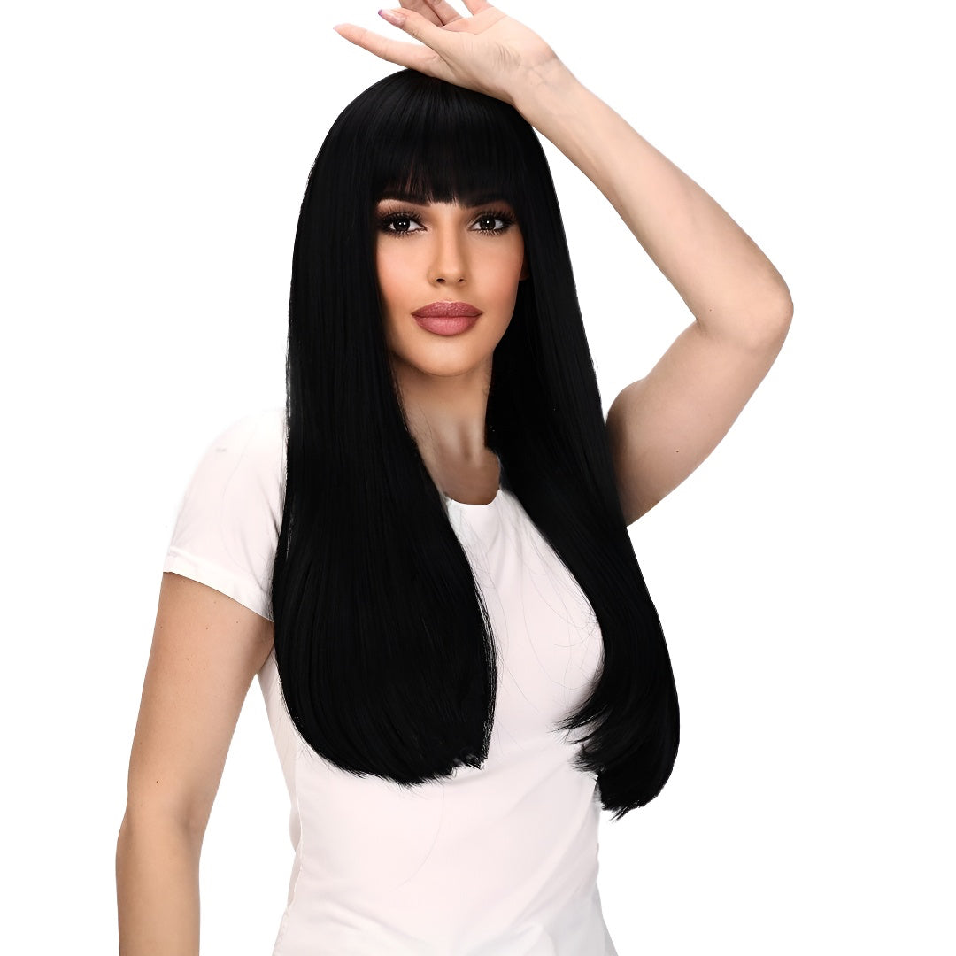 Fashion Wig Female Bangs Long Black Straight Hair
