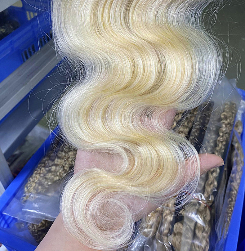 Real Human Hair Wig Hair Block 613 Transparent Lace Human Hair Women's Permable and Dyeable Hairpiece
