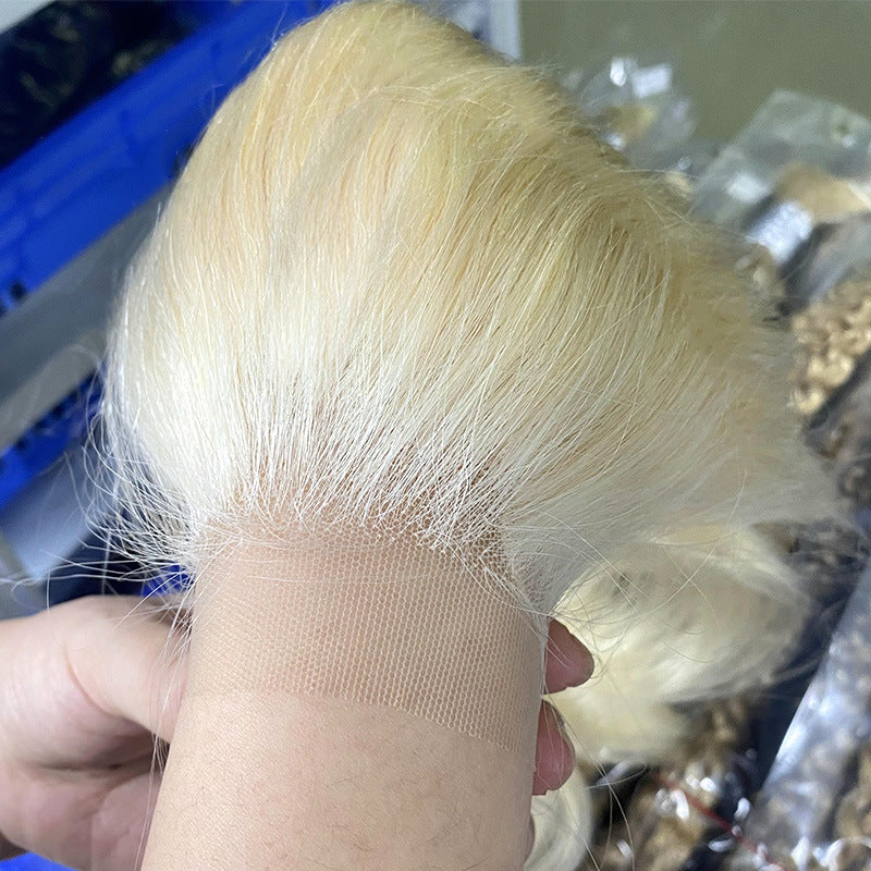 Real Human Hair Wig Hair Block 613 Transparent Lace Human Hair Women's Permable and Dyeable Hairpiece