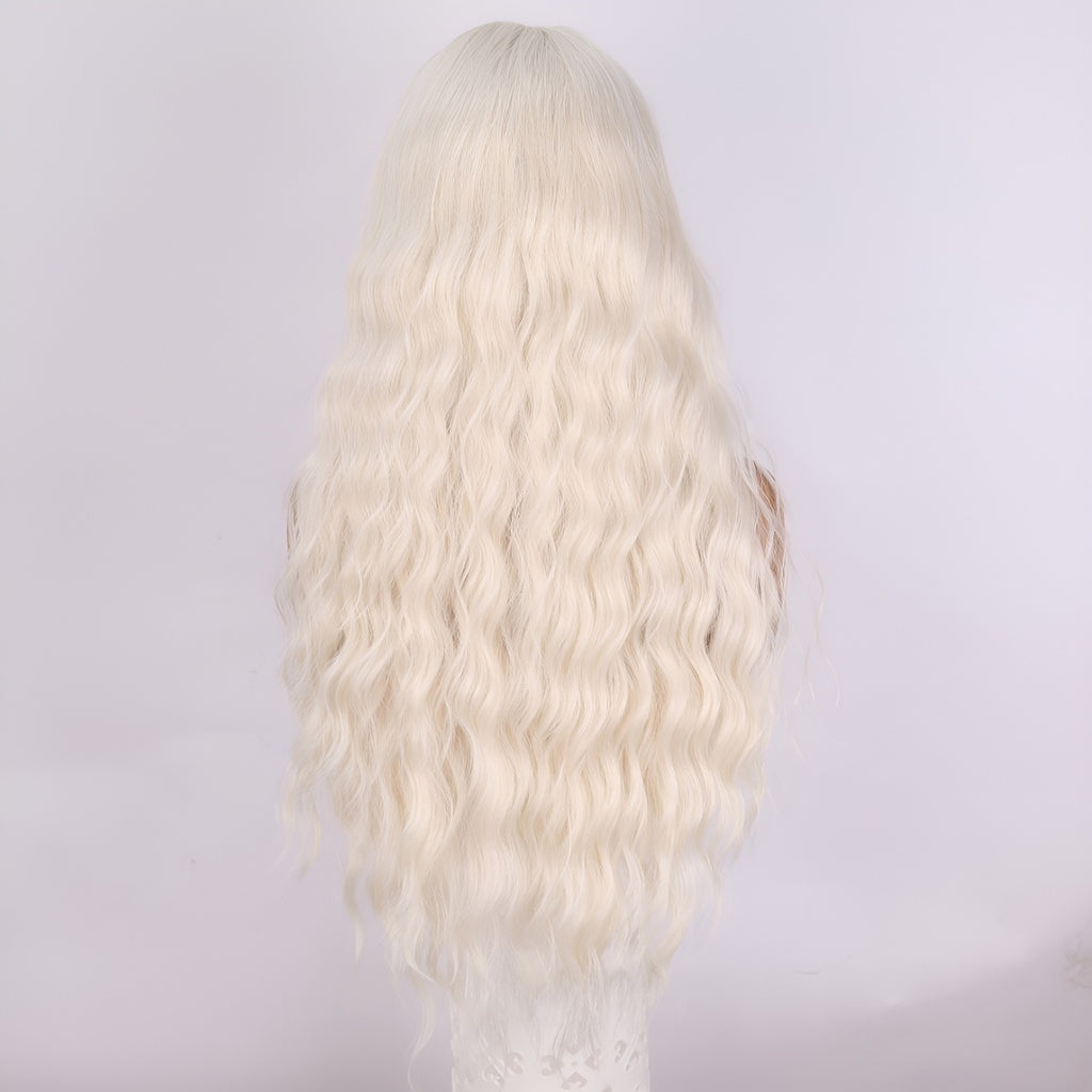 New 13*4 Front Lace White Long Curly Big Wave Women's Wig
