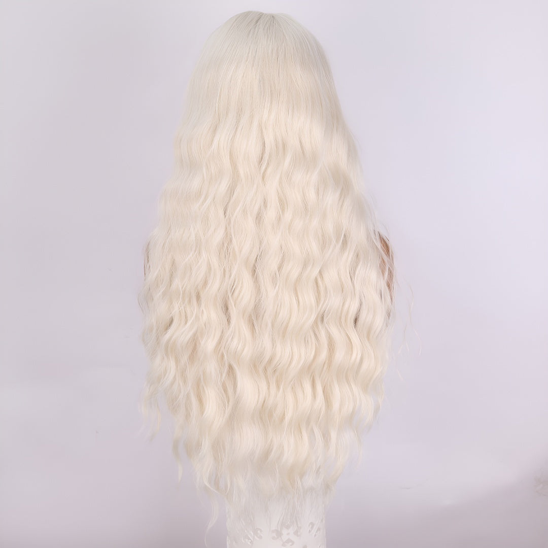 New 13*4 Front Lace White Long Curly Big Wave Women's Wig