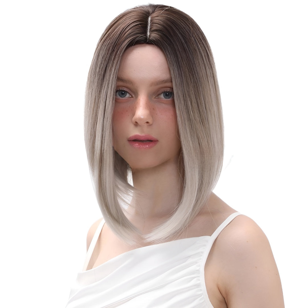Top-Selling Product Fashion Wig Female Medium Gradient Gray Straight Hair Headgear