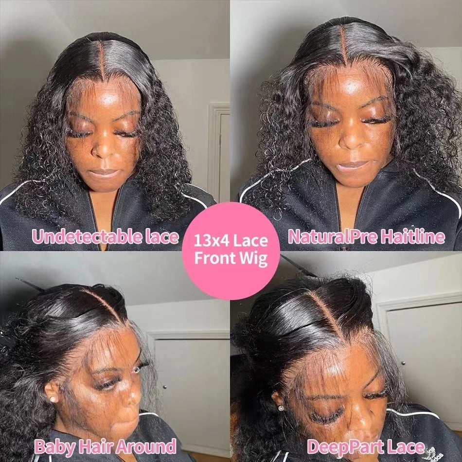 Human Hair Wigs Front Lace Wig Set Independent Station Hot Selling Black Small Curly Wig Cap In Stock