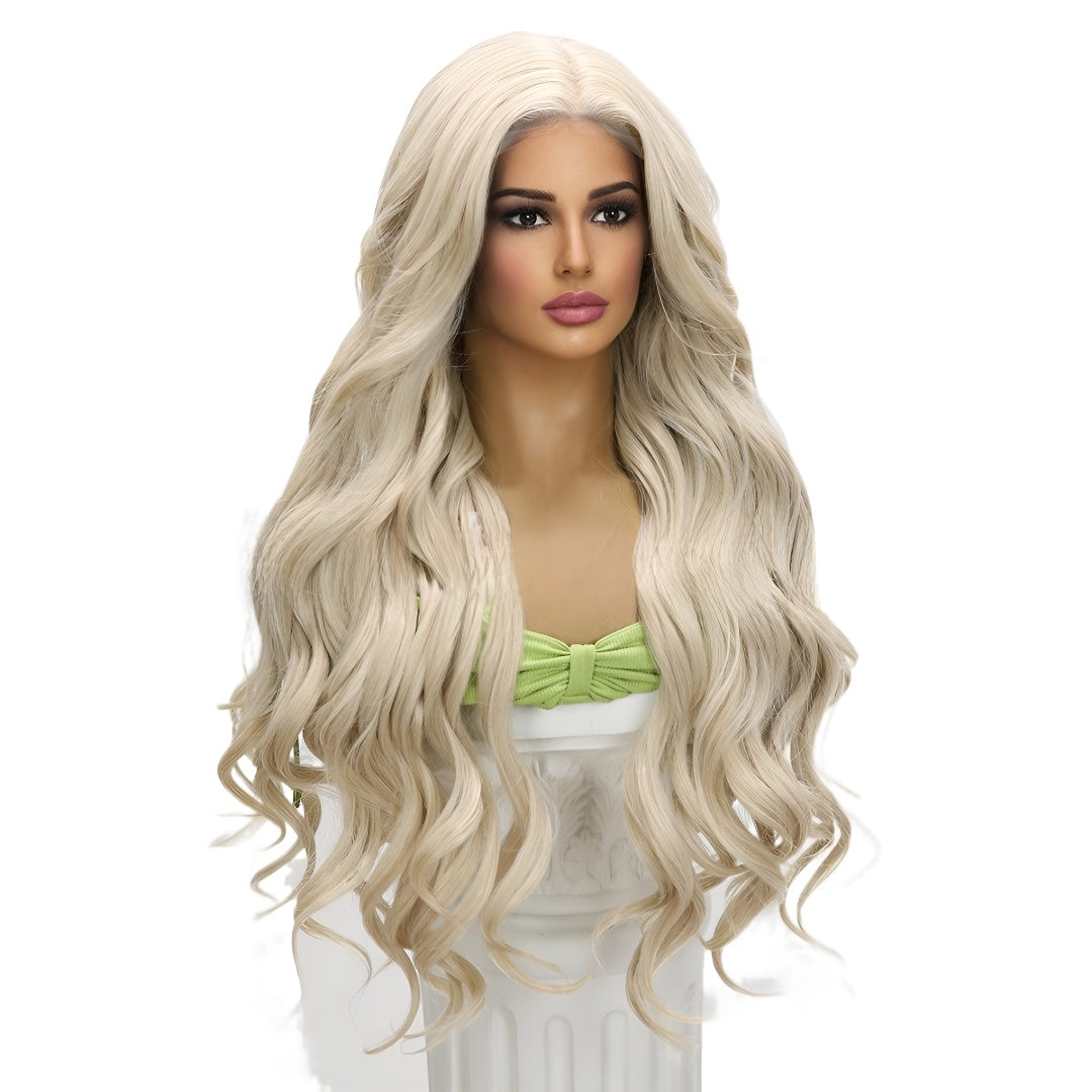 Fashionable Wig Light Blonde Big Wave Long Hair Lace Front Wig