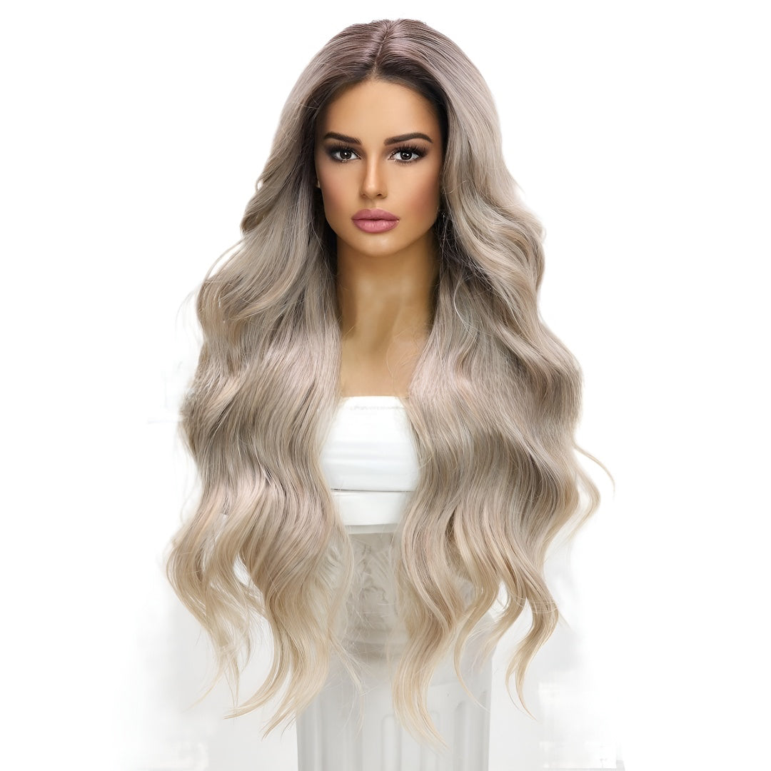 Fashion Wig Linen Gold Gradient Big Wave Wig Front Lace Hot-Selling Wig