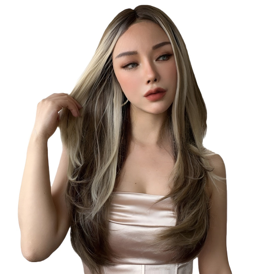 Fashion Wig Black and Gold Gradient Curly Wig Popular Wig
