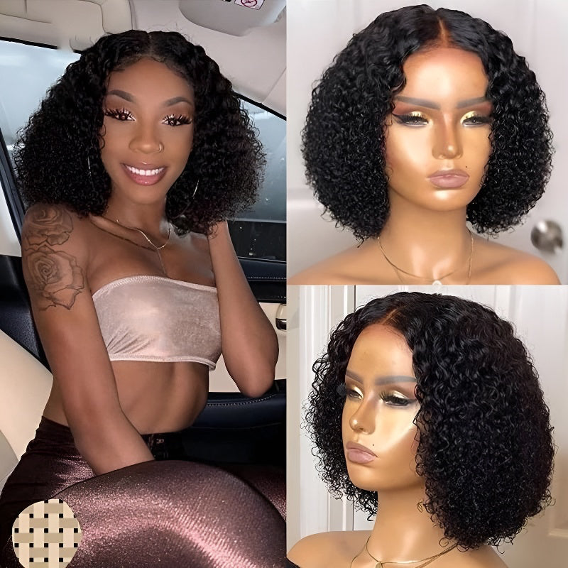 Wig for Women Short Curly Hair Middle Part Fluffy African Small Curly Hair Short Wig