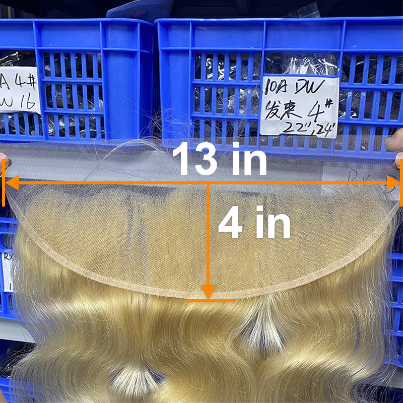 Real Human Hair Wig Hair Block 613 Transparent Lace Human Hair Women's Permable and Dyeable Hairpiece
