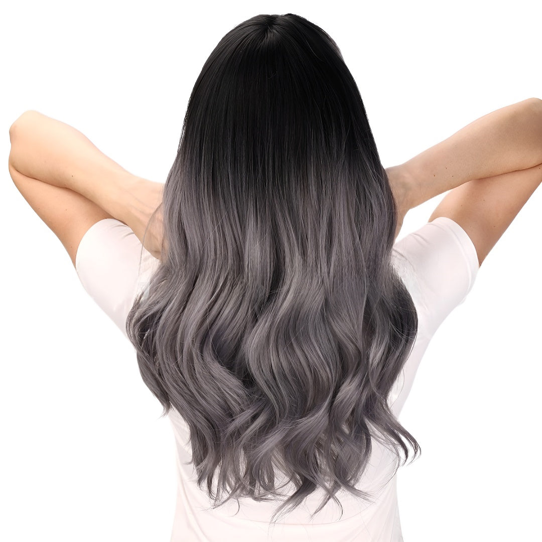 Fashion Gradient High-End Gray Wavy Wig Hot-Selling Model