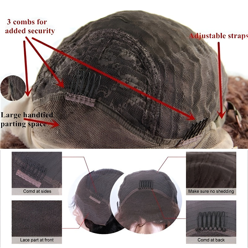 New Wig Women's Wig Small Lace Side Part H Brown Natural Long Curly Wig Cap