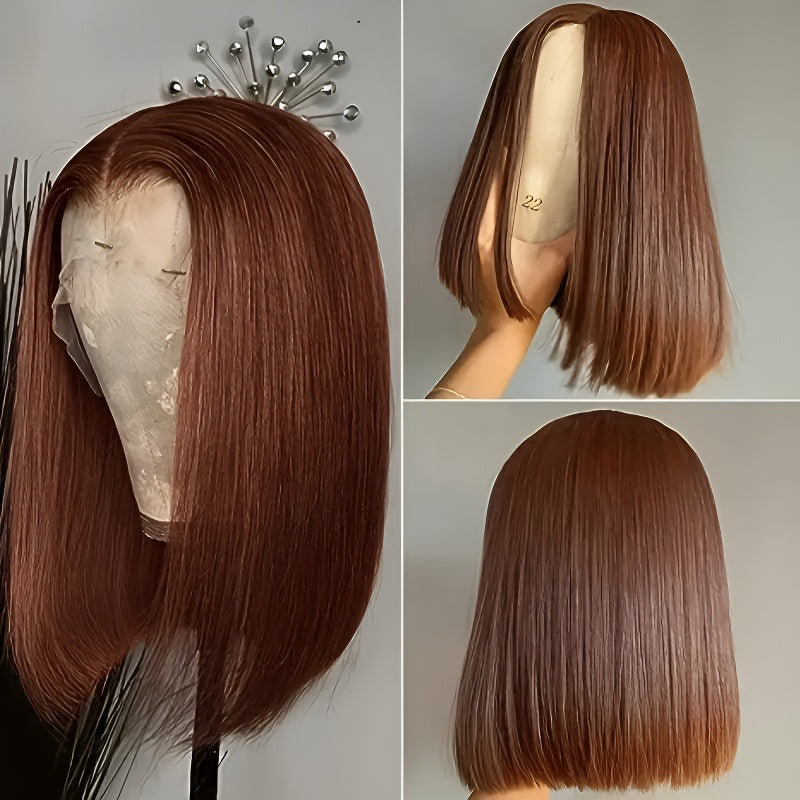 12A Vietnam Bone Straight Bob Human Hair Wigs Front Lace Wig Set