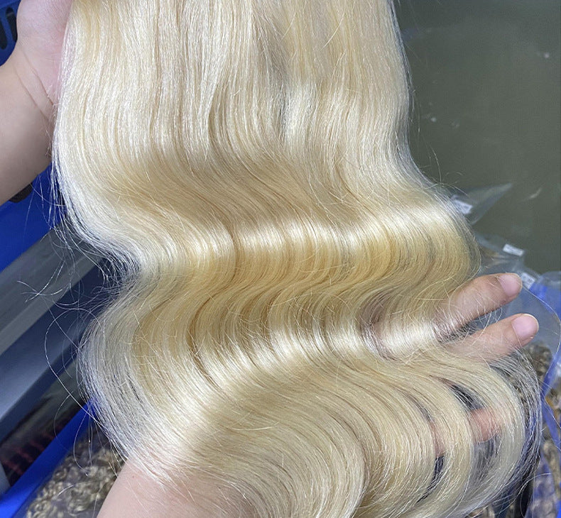 Real Human Hair Wig Hair Block 613 Transparent Lace Human Hair Women's Permable and Dyeable Hairpiece