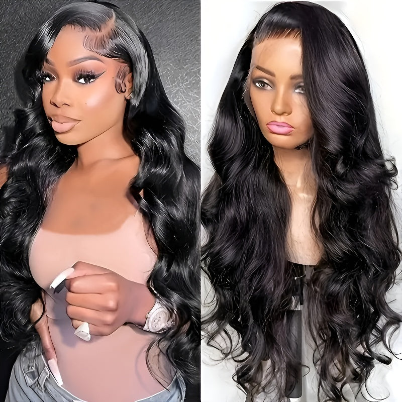 Middle Part Wig for Women 13*4 Front Lace Black Big Wave Wig