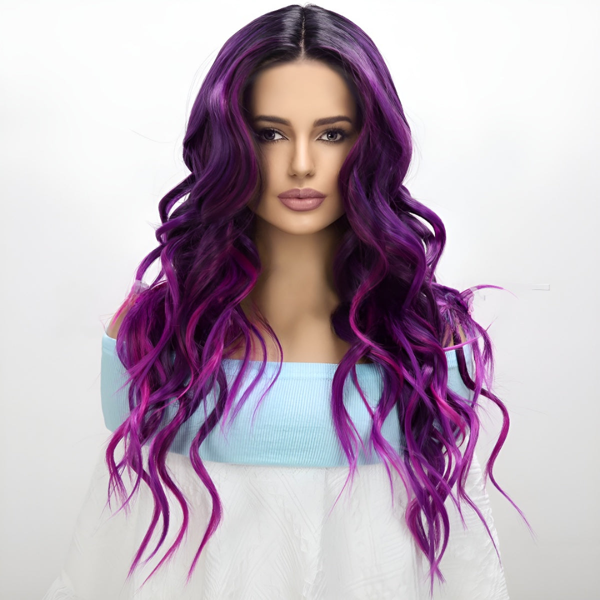 Fashion Front Lace Wig Purple Curly Hair Hot-Selling Wig