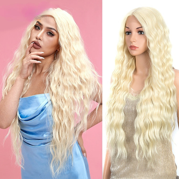 Hot Selling Long Water Wave Fashion Curly Hair Front Lace Wig Cosplay Fashion Wig