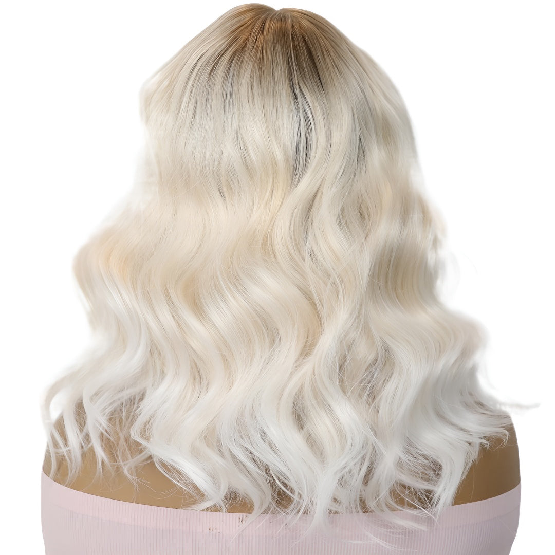 New Golden Brown Gradient Color Middle Part Long Curly Hair Clip Nicanaren Silk Lace Hair Net Real Hairline