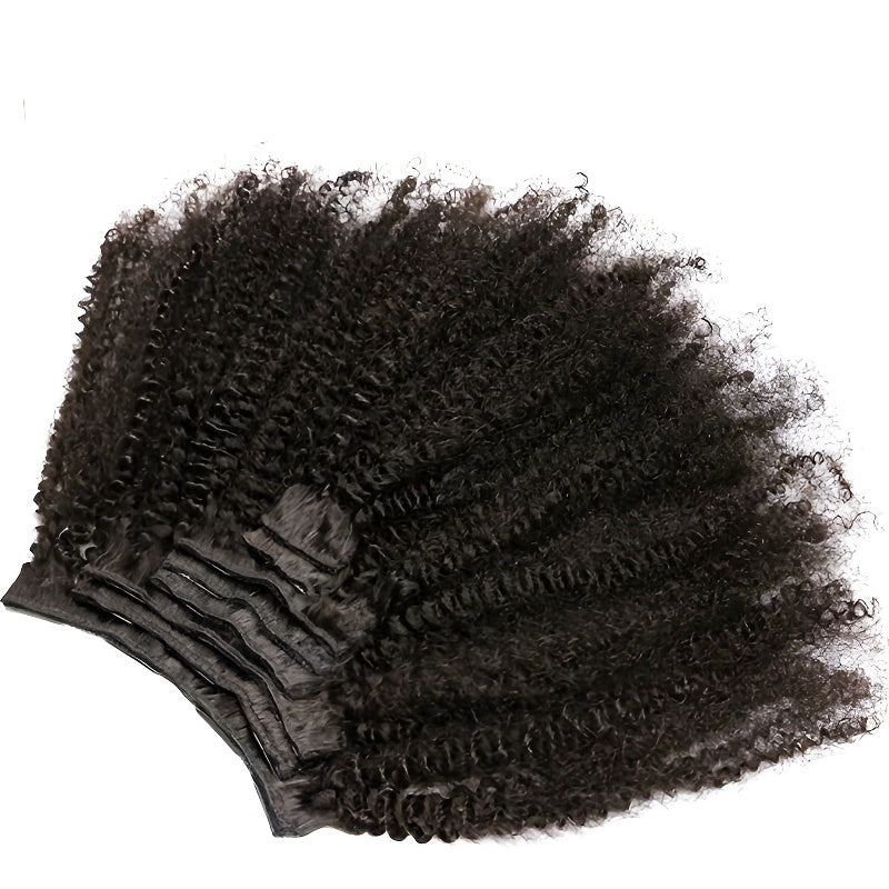 Real Human Hair Clip-in Hairpiece Afro Kinky Curly Clip-in Hair Extensions