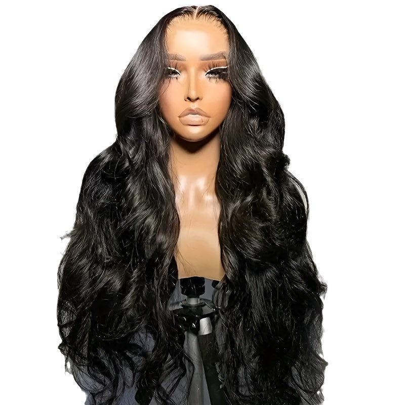 Middle Part Wig for Women 13*4 Front Lace Black Big Wave Wig