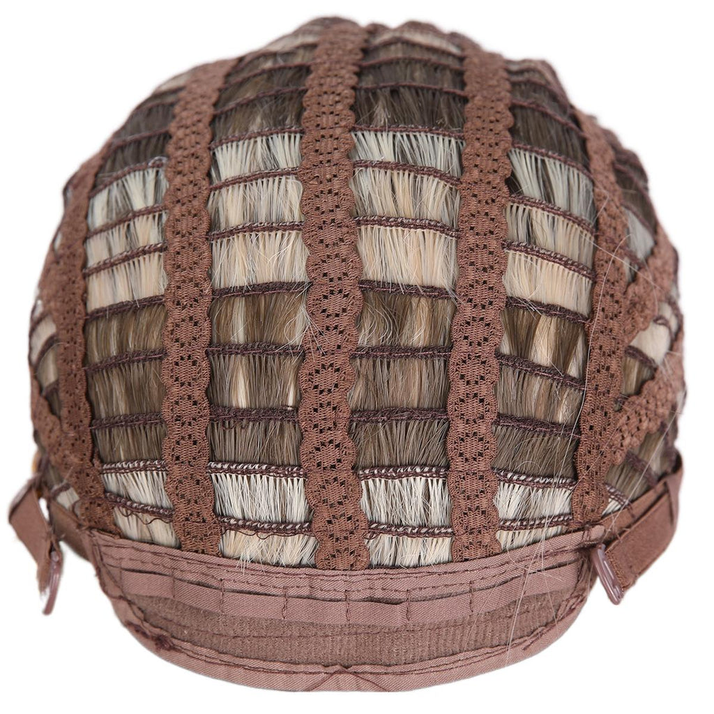 New 12inch Honey Tea Flax Color Air Bangs High Women's Wig Cap
