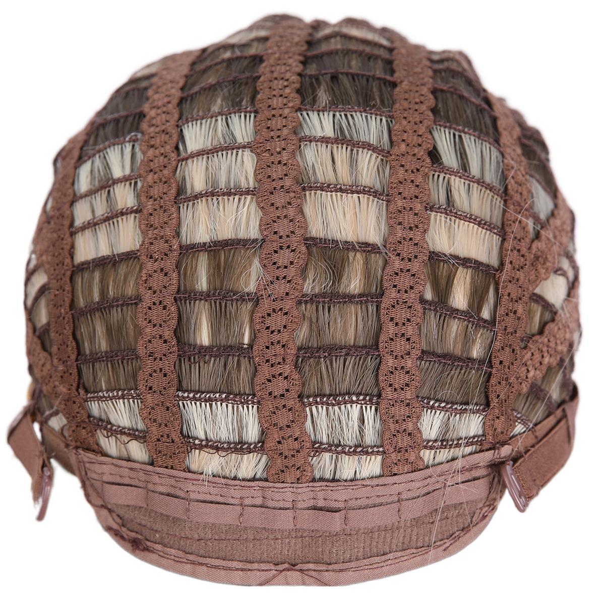 New 12inch Honey Tea Flax Color Air Bangs High Women's Wig Cap
