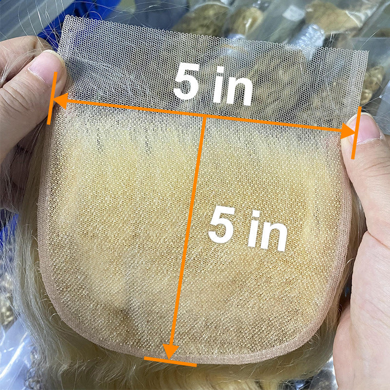 Real Human Hair Wig Hair Block 613 Transparent Lace Human Hair Women's Permable and Dyeable Hairpiece