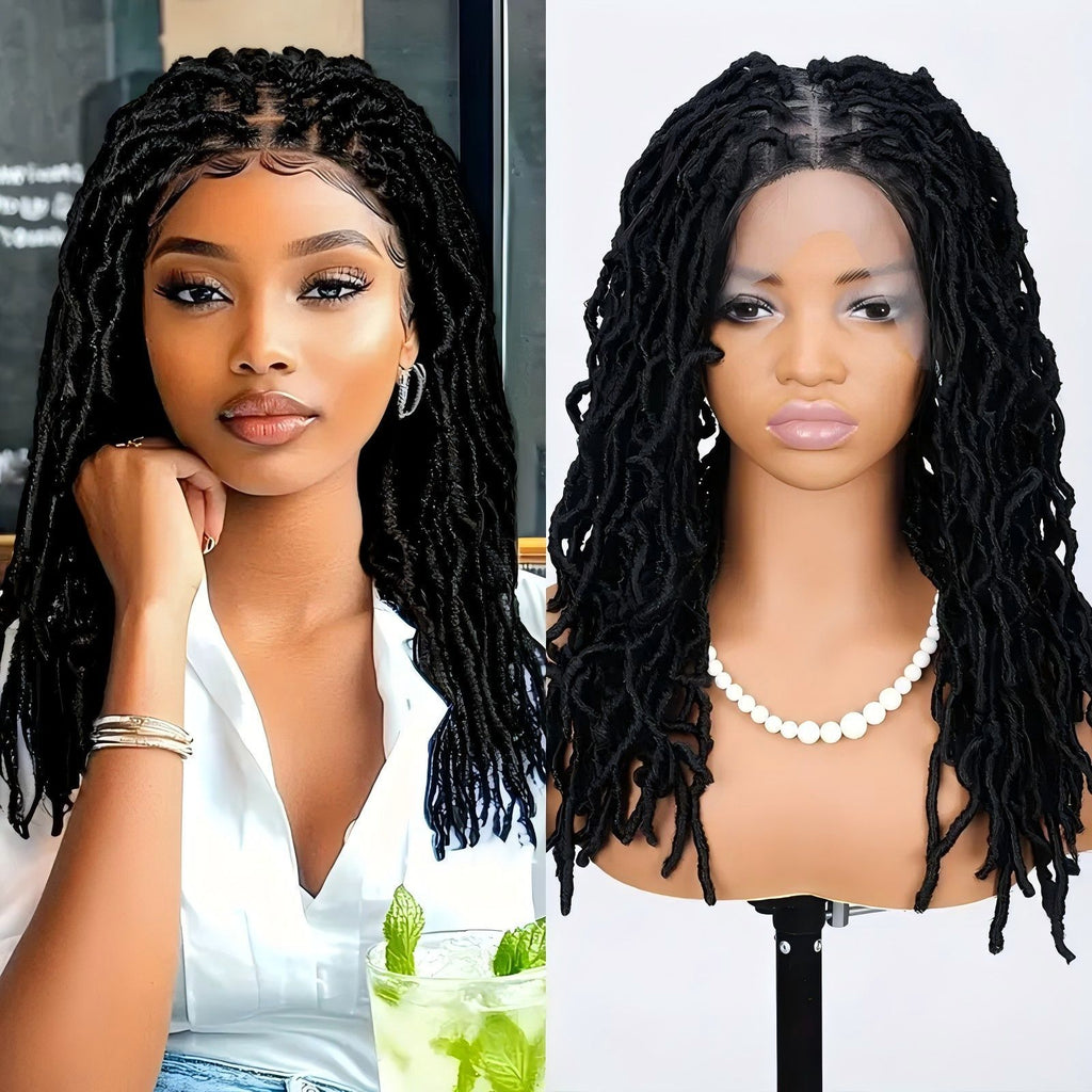 Full Lace Wig with Curly Ends Faux Locs Full Lace