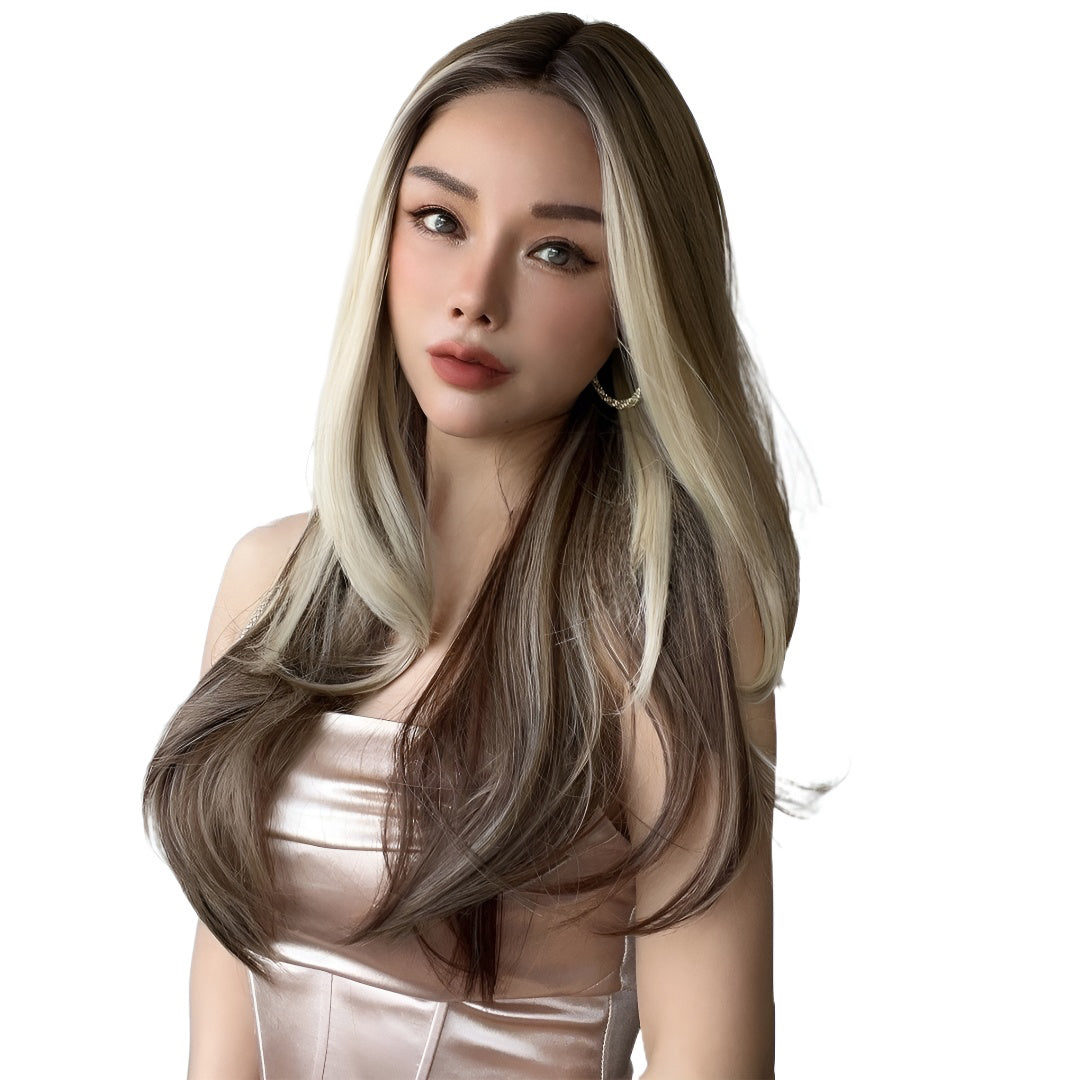 Fashion Wig Black and Gold Gradient Curly Wig Popular Wig