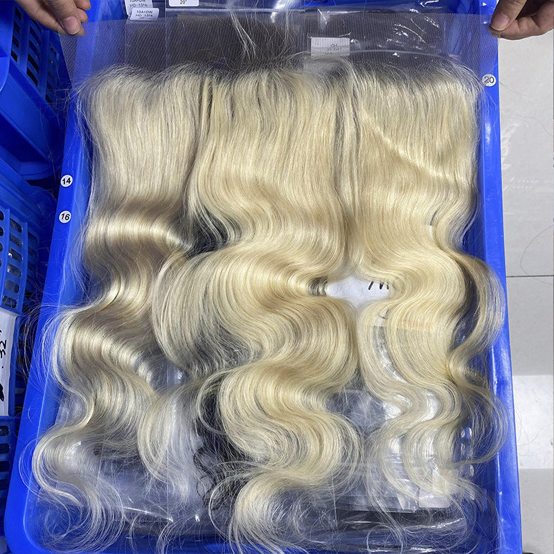 Real Human Hair Wig Hair Block 613 Transparent Lace Human Hair Women's Permable and Dyeable Hairpiece