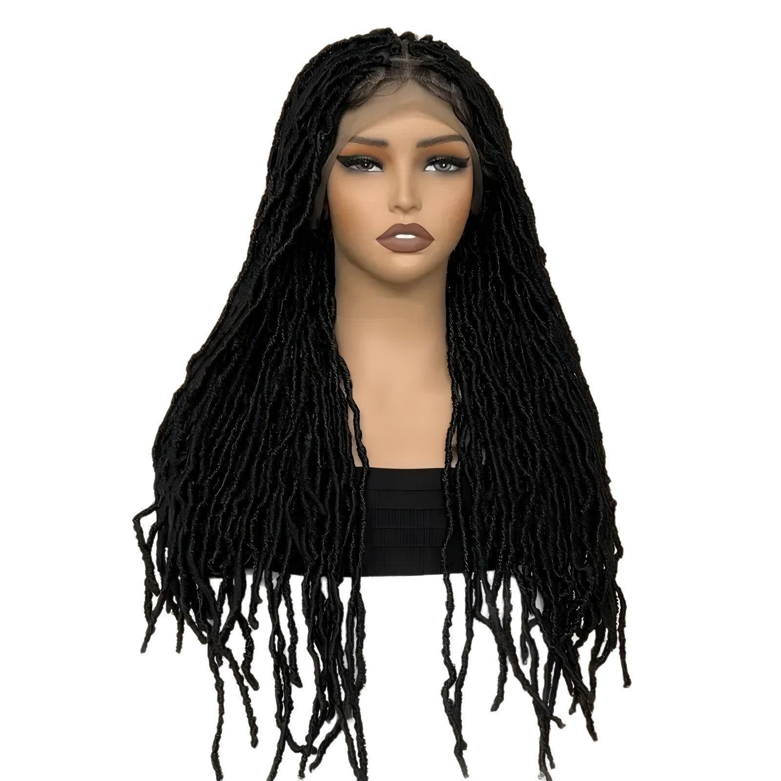 Full Lace Wig with Curly Ends Faux Locs Full Lace