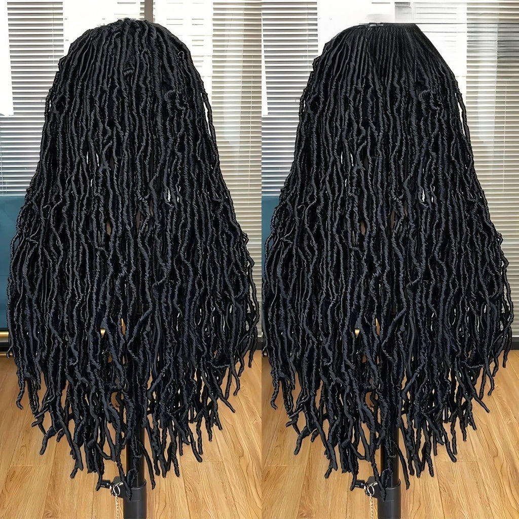 Full Lace Wig with Curly Ends Faux Locs Full Lace