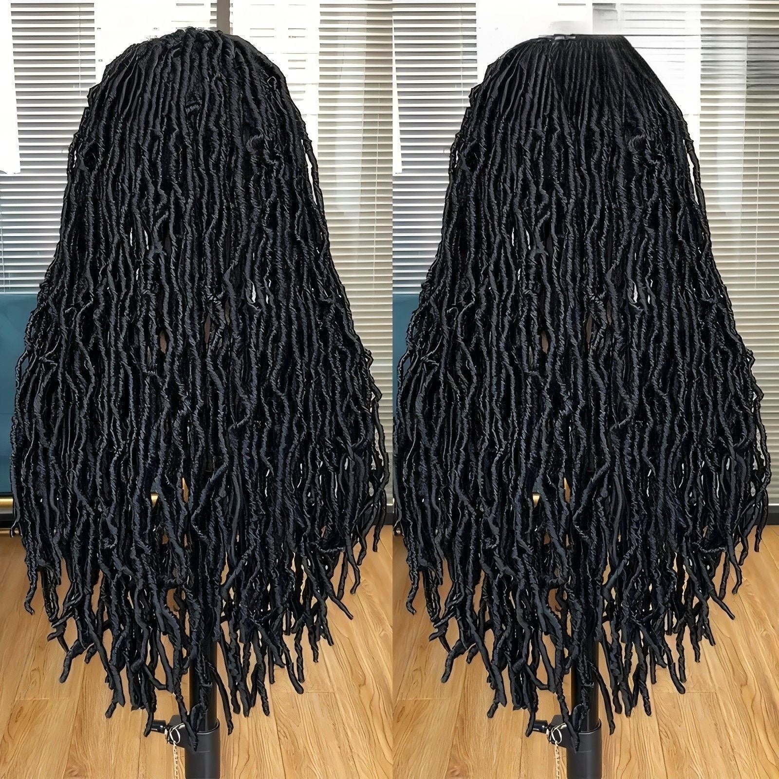 Full Lace Wig with Curly Ends Faux Locs Full Lace