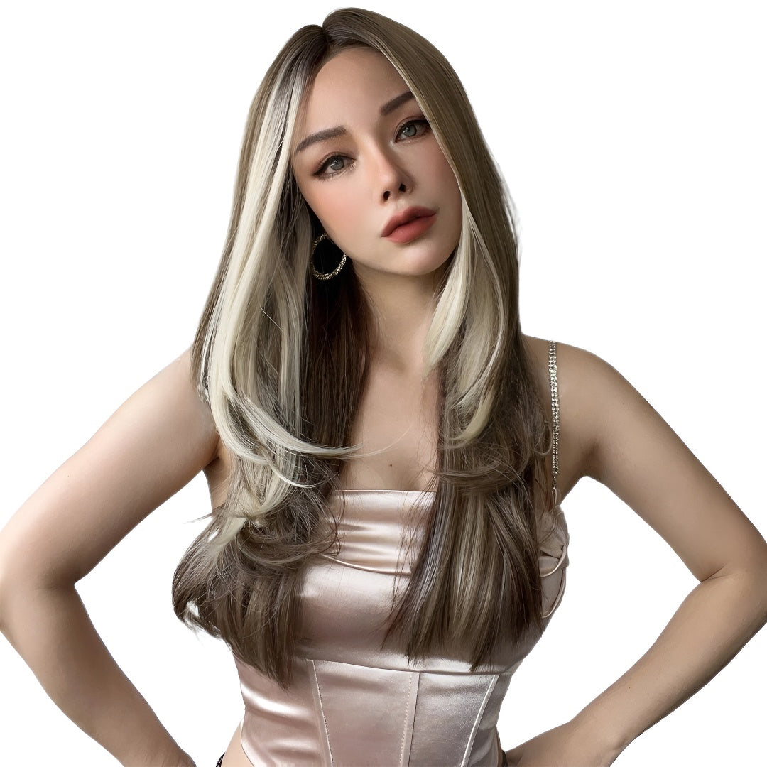 Fashion Wig Black and Gold Gradient Curly Wig Popular Wig