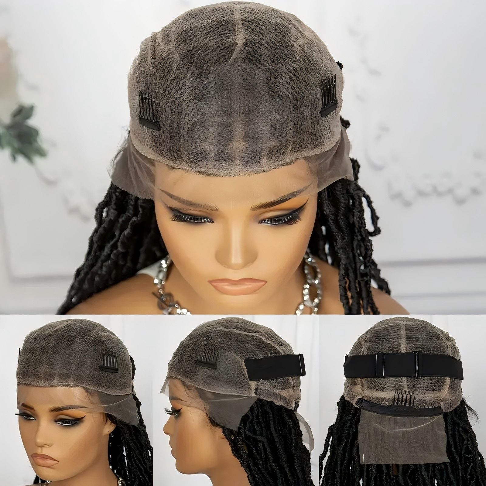 Full Lace Wig with Curly Ends Faux Locs Full Lace